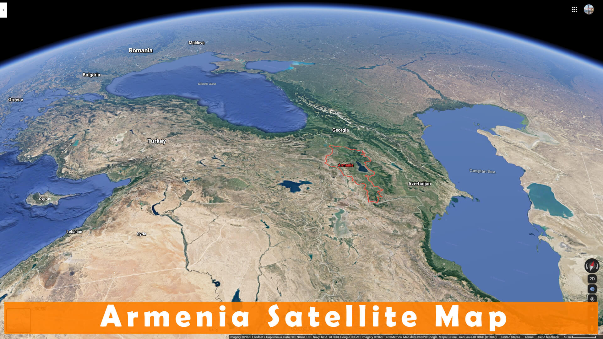 Armenie Satellite Carte
